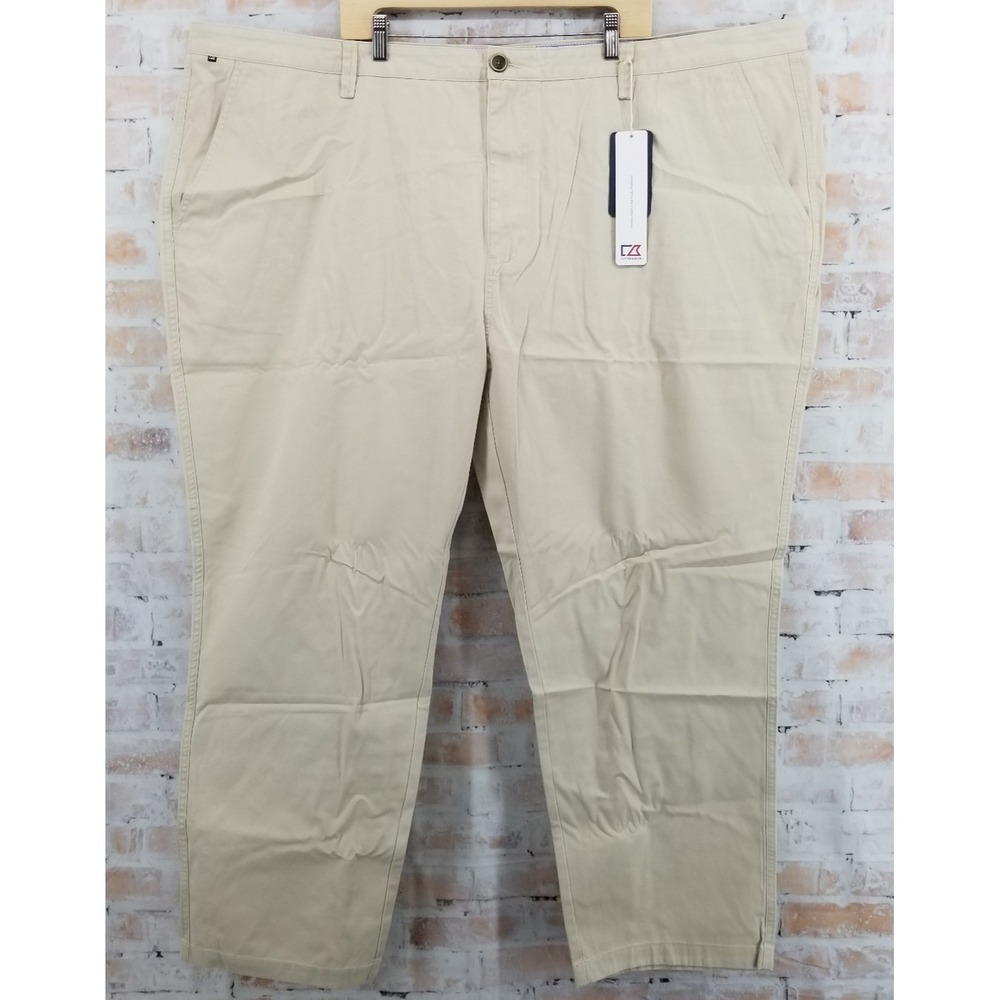 NWT Cutter & Buck Beckett Dress Pant Sand Khaki Men's 56 x 32 Cotton